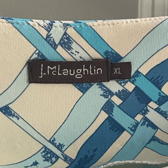 J. McLaughlin Sage Sheath Dress Ruched Blue Lattice Rare Colorway $228 Sz XL - Picture 5 of 8